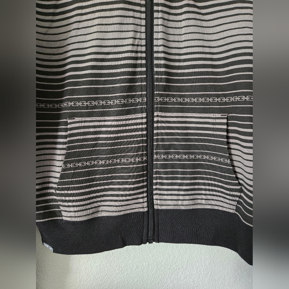 Lurking Class Sketchy Womens Chain Stripe Zip Hoodie - Black and Gray New - Picture 3 of 9